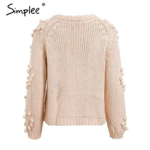Hairball Knitted Cardigan Casual O Neck Long Sleeve Pink Cardigan Jumper 2018 Autumn Winter Women Sweater
