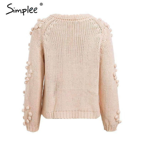 Hairball Knitted Cardigan Casual O Neck Long Sleeve Pink Cardigan Jumper 2018 Autumn Winter Women Sweater