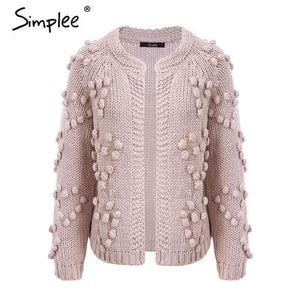 Planet Gates Hairball knitted cardigan Casual o neck long sleeve pink cardigan jumper 2018 Autumn winter women sweater