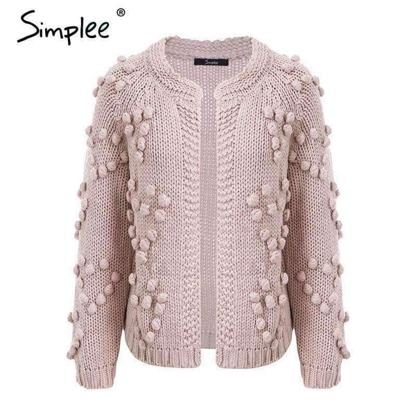 Planet Gates Hairball knitted cardigan Casual o neck long sleeve pink cardigan jumper 2018 Autumn winter women sweater