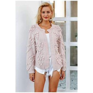 Planet Gates Hairball knitted cardigan Casual o neck long sleeve pink cardigan jumper 2018 Autumn winter women sweater