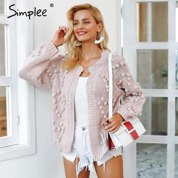 Planet Gates Hairball knitted cardigan Casual o neck long sleeve pink cardigan jumper 2018 Autumn winter women sweater