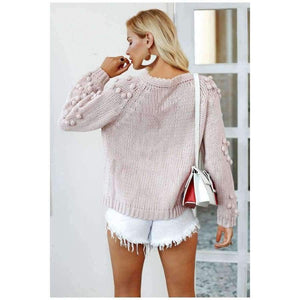Planet Gates Hairball knitted cardigan Casual o neck long sleeve pink cardigan jumper 2018 Autumn winter women sweater