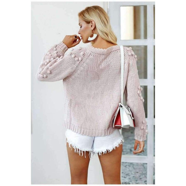 Planet Gates Hairball knitted cardigan Casual o neck long sleeve pink cardigan jumper 2018 Autumn winter women sweater
