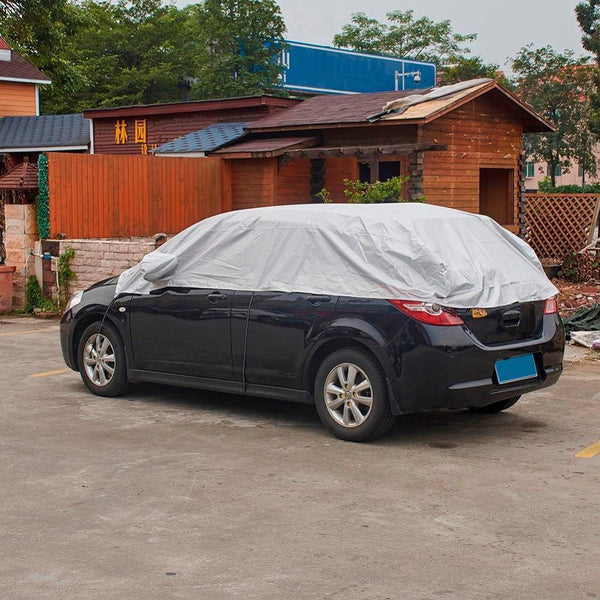 Planet Gates Half Car Cover Sun UV Snow Dust Rain Resistant Durable Covers 3.2Mx1.75M Automobile Accessories For Car Care