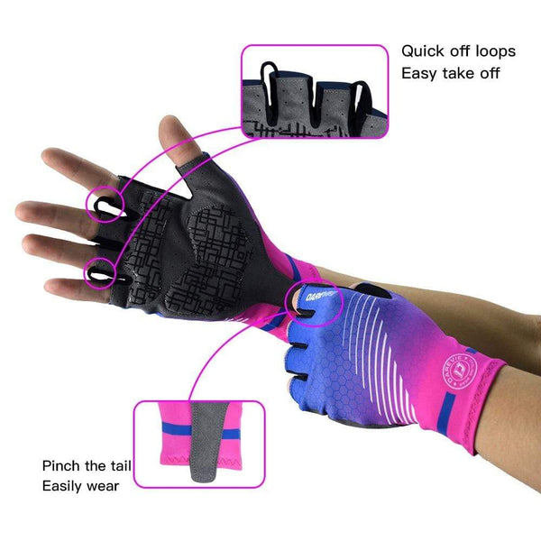 Planet Gates Half Finger Cycling Gloves Gel Pad Shockproof Cycling Gloves Breathable Bike Gloves No Velcro Biking Gloves Road MTB