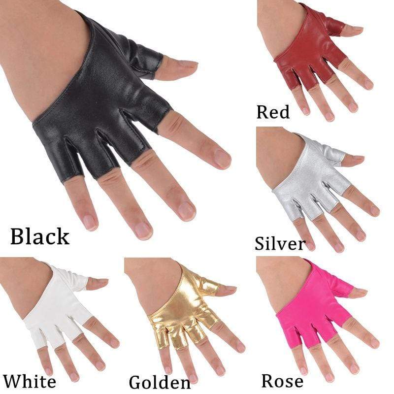 Planet Gates Half Finger Fingerless PU Leather Gloves Lady Driving Show Pole Dance  Mittens for Women Men Free Shipping