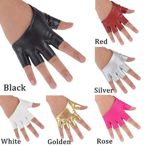 Planet Gates Half Finger Fingerless PU Leather Gloves Lady Driving Show Pole Dance  Mittens for Women Men Free Shipping