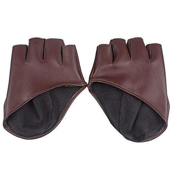 Planet Gates Half Finger Fingerless PU Leather Gloves Lady Driving Show Pole Dance  Mittens for Women Men Free Shipping