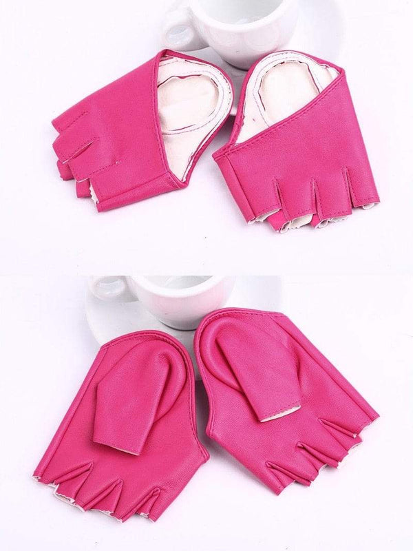 Planet Gates Half Finger Fingerless PU Leather Gloves Lady Driving Show Pole Dance  Mittens for Women Men Free Shipping