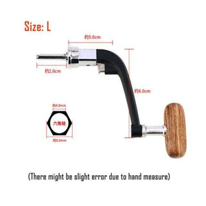 Planet Gates Half Metal L Full Metal Spinning Fishing Reel Handle with Wood Knob+Free Screw Sea River Rock Lure Fishing Replace Tackle Parts 500-7000