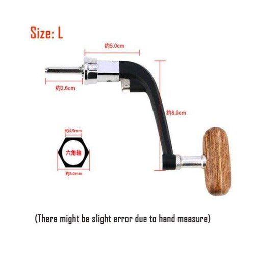 Planet Gates Half Metal L Full Metal Spinning Fishing Reel Handle with Wood Knob+Free Screw Sea River Rock Lure Fishing Replace Tackle Parts 500-7000