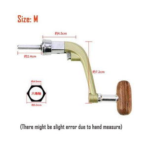 Planet Gates Half Metal M Full Metal Spinning Fishing Reel Handle with Wood Knob+Free Screw Sea River Rock Lure Fishing Replace Tackle Parts 500-7000