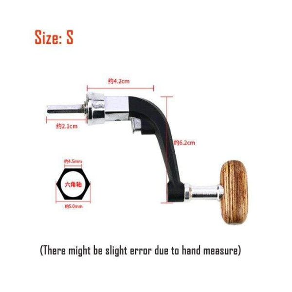 Planet Gates Half Metal S Full Metal Spinning Fishing Reel Handle with Wood Knob+Free Screw Sea River Rock Lure Fishing Replace Tackle Parts 500-7000