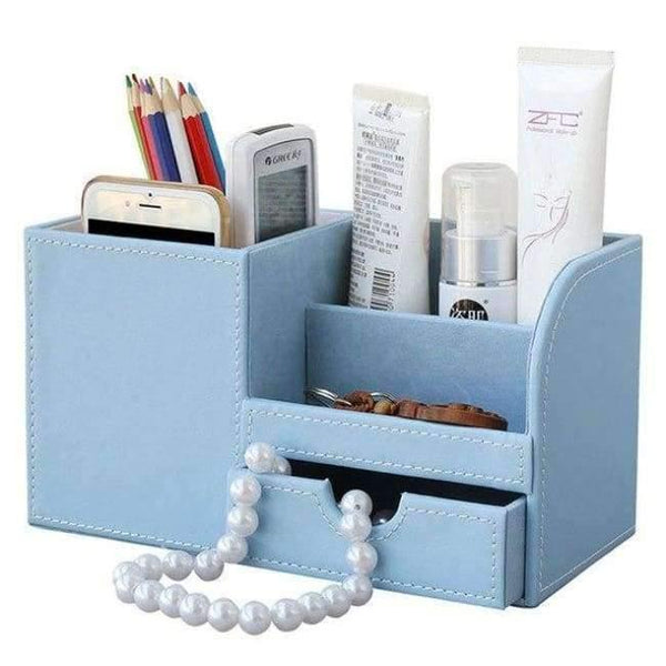 Planet Gates Half PU Blue / China Box Full Half PU Leather Case Desk Stationery Organizer Storage Box Desk Accessories School & Office Supplies