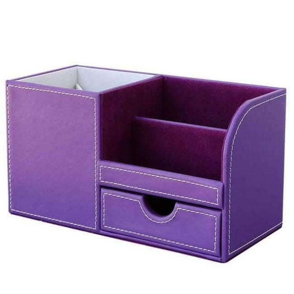 Planet Gates Half PU Purple / China Box Full Half PU Leather Case Desk Stationery Organizer Storage Box Desk Accessories School & Office Supplies
