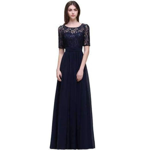 Planet Gates half sleeves long / 2 Navy Burgundy Lace Chiffon Bridesmaid Dresses Long 2017 Cheap Prom Dresses Party Gowns