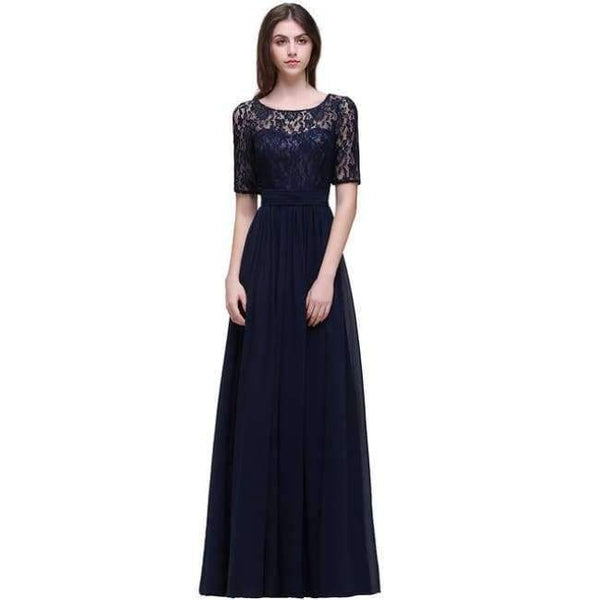 Planet Gates half sleeves long / 2 Navy Burgundy Lace Chiffon Bridesmaid Dresses Long 2017 Cheap Prom Dresses Party Gowns