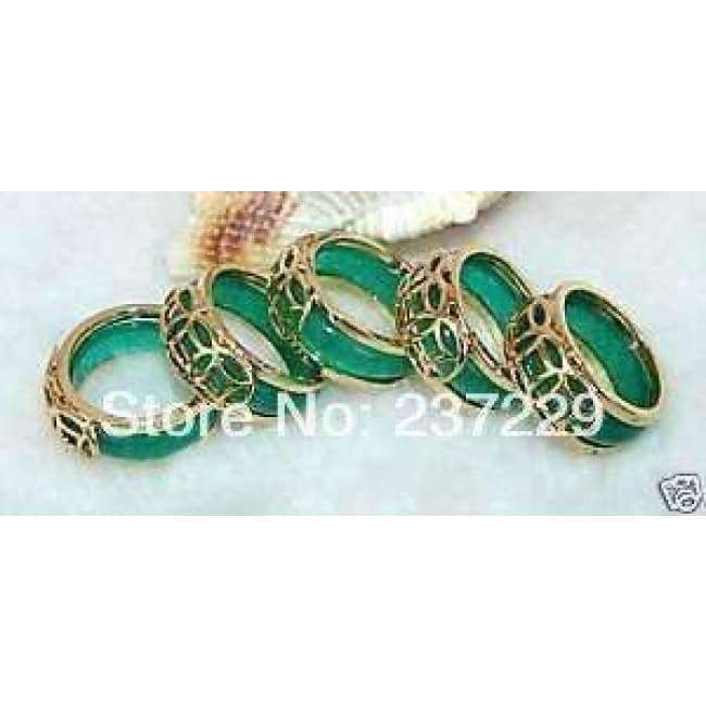 Planet Gates Hand Carvings Green stone Ring