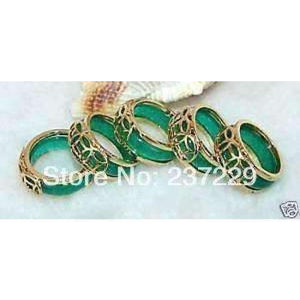 Planet Gates Hand Carvings Green stone Ring