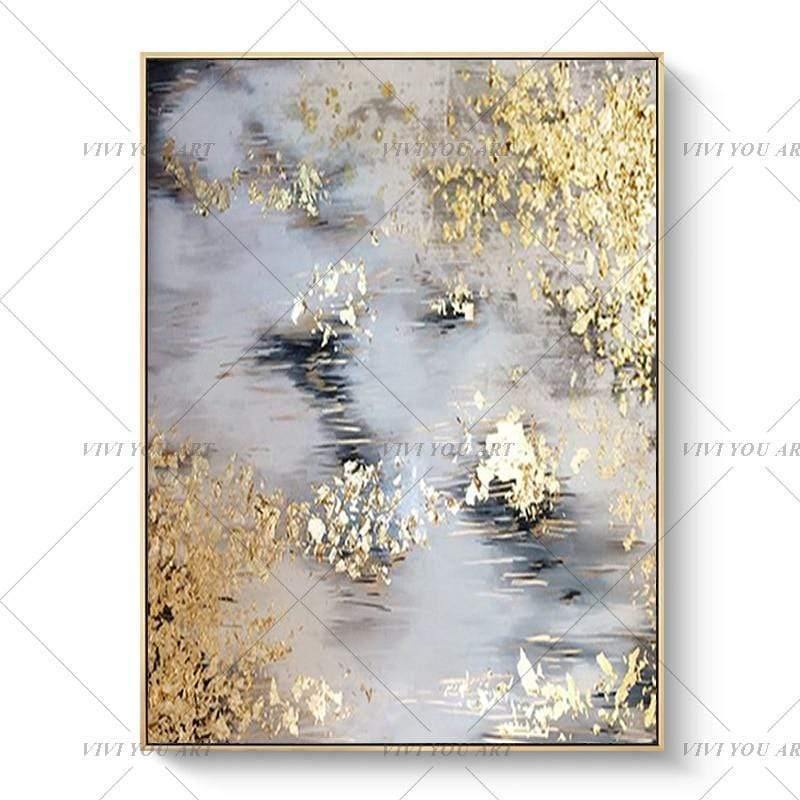 Hand Painted Abstract Gold Art Wall Picture Handmade Golden Tree Canvas Oil Painting For Living Room Home Decor