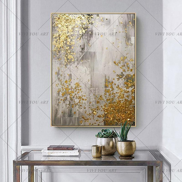 Hand Painted Abstract Gold Art Wall Picture Handmade Golden Tree Canvas Oil Painting For Living Room Home Decor