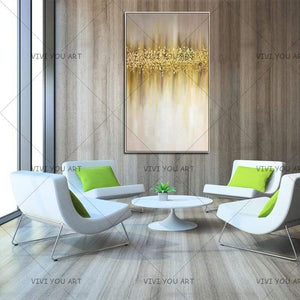 Hand Painted Abstract Gold Art Wall Picture Handmade Golden Tree Canvas Oil Painting For Living Room Home Decor