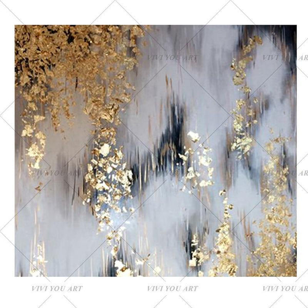 Hand Painted Abstract Gold Art Wall Picture Handmade Golden Tree Canvas Oil Painting For Living Room Home Decor