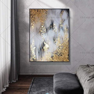 Hand Painted Abstract Gold Art Wall Picture Handmade Golden Tree Canvas Oil Painting For Living Room Home Decor