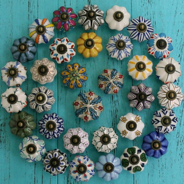 Hand Painted Ceramic Pumpkin Knobs Cabinet Drawer Handles Pulls Pack Of One Knob With Screw