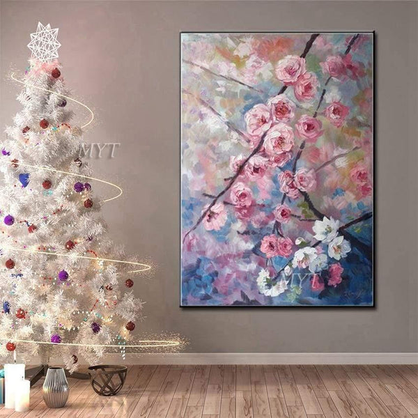 Planet Gates Hand-painted Floral Purple Abstract Oil Painting Modern Wall Art Living Room No Frame Picture Home Decoration Painting