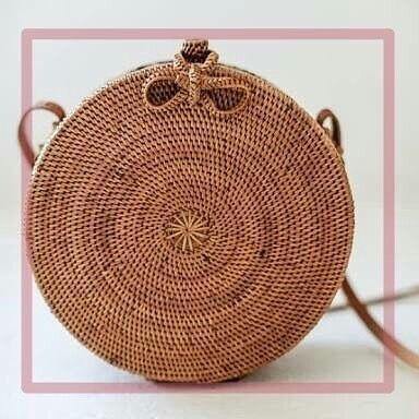 Planet Gates Hand Woven Bag Round Bag buckle Rattan  Straw Bags Satchel Wind Bohemia Beach Circle Bag