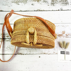 Planet Gates Hand Woven Bag Round Bag buckle Rattan  Straw Bags Satchel Wind Bohemia Beach Circle Bag