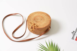 Planet Gates Hand Woven Bag Round Bag buckle Rattan  Straw Bags Satchel Wind Bohemia Beach Circle Bag
