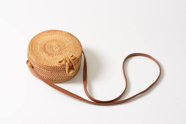 Planet Gates Hand Woven Bag Round Bag buckle Rattan  Straw Bags Satchel Wind Bohemia Beach Circle Bag