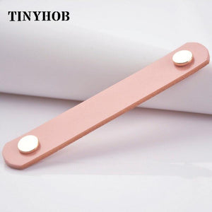 Handmade Cabinet Handle Soft Cow leather Leather Dresser Drawer Door Knobs Pull Furniture Hardware Pink Leather Handle