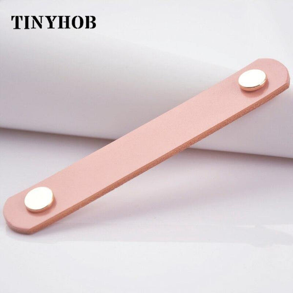 Handmade Cabinet Handle Soft Cow leather Leather Dresser Drawer Door Knobs Pull Furniture Hardware Pink Leather Handle
