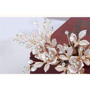 Planet Gates Handmade Golden Crystals Rhinestones Flower Leaf Wedding Hair Clip Barrettes Bridal Headpiece Hair accessories Hot Sale