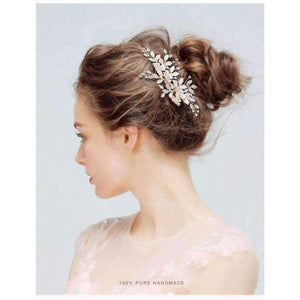 Planet Gates Handmade Golden Crystals Rhinestones Flower Leaf Wedding Hair Clip Barrettes Bridal Headpiece Hair accessories Hot Sale