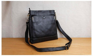 Planet Gates Handmade leather men's shoulder messenger bag first layer cowhide retro vertical men's bag casual tide