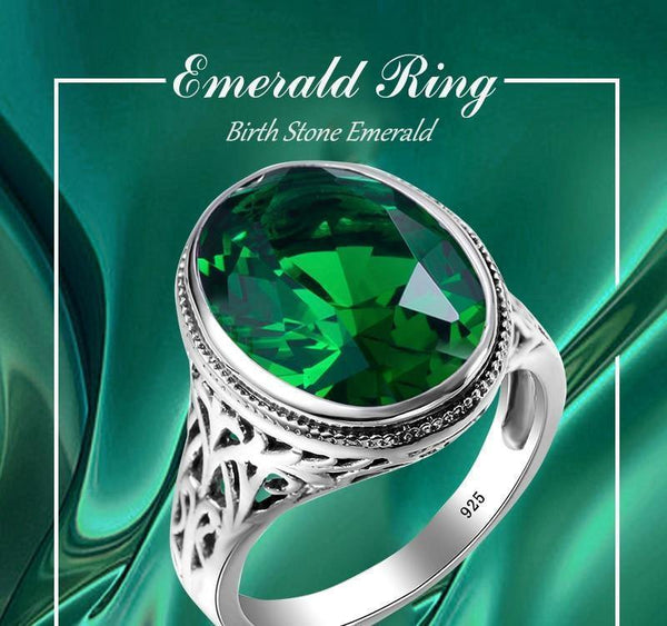 Planet Gates Handmade Ring Wedding Invitations Green Crystal 925 Sterling Silver Rings for Women Men Vintage Dress Jewellery