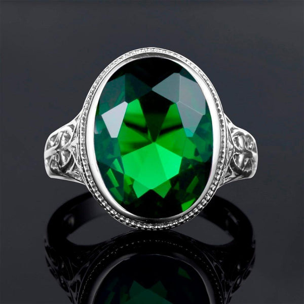 Planet Gates Handmade Ring Wedding Invitations Green Crystal 925 Sterling Silver Rings for Women Men Vintage Dress Jewellery