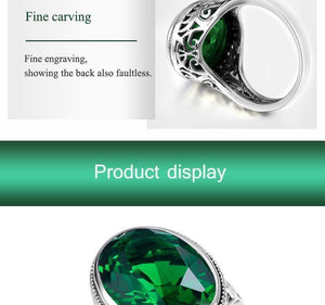 Planet Gates Handmade Ring Wedding Invitations Green Crystal 925 Sterling Silver Rings for Women Men Vintage Dress Jewellery
