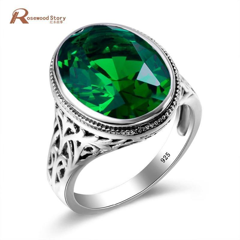 Planet Gates Handmade Ring Wedding Invitations Green Crystal 925 Sterling Silver Rings for Women Men Vintage Dress Jewellery