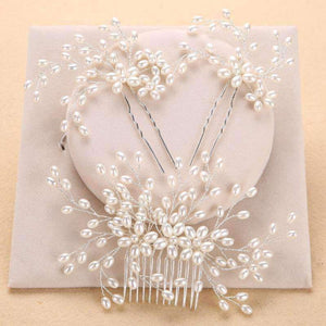 Planet Gates Handmade Simulated Pearl Bead Bridal Hair Flower Hair Jewelry Prom Hair Comb Headpieces Women Girl Wedding Hair Accessories