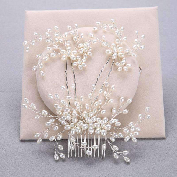 Planet Gates Handmade Simulated Pearl Bead Bridal Hair Flower Hair Jewelry Prom Hair Comb Headpieces Women Girl Wedding Hair Accessories