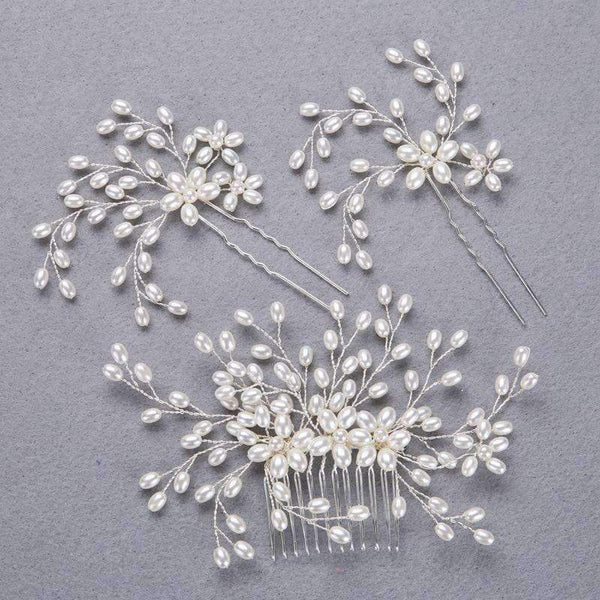 Planet Gates Handmade Simulated Pearl Bead Bridal Hair Flower Hair Jewelry Prom Hair Comb Headpieces Women Girl Wedding Hair Accessories