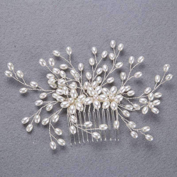 Planet Gates Handmade Simulated Pearl Bead Bridal Hair Flower Hair Jewelry Prom Hair Comb Headpieces Women Girl Wedding Hair Accessories