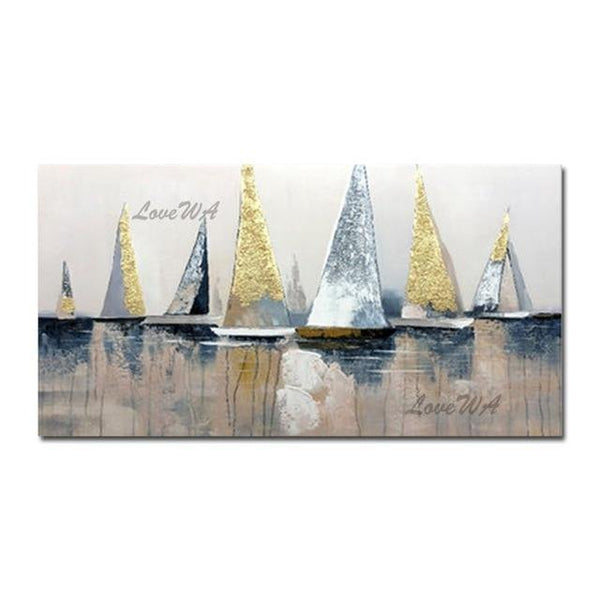 Planet Gates Handpainted Oil Painting On Canvas Color Sea Boat Oil Painting Abstract Modern Canvas Wall Art Living Room Decor Picture