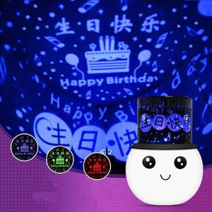 Planet Gates Happy birthday NEW snowman projection lamp cartoon USB charging romantic star light sleeping LED night light is sold